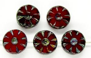 Glasperlen Table Cut Beads
 dunkelrot  
 geschliffen mit picasso finish
 nach alten Vorlagen aus den 1920 Jahren neu gefertigt