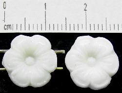 Glasperlen in den 1920/30 Jahren in Gablonz/Böhmen hergestellt Blüten weiß mit zwei Löchern