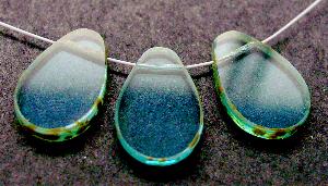 Glasperlen / Table Cut Beads
 geschliffen
 Rand mit Travertin-Veredelung