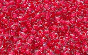 Rocailles kristall mit Farbeinzug rot