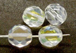 Glasperlen / Table Cut Beads
 geschliffen, kristall mit AB,
 Rand mit Facettenschliff 