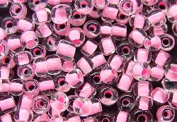 Rocailles von Ornella Preciosa  kristall mit Farbeinzug pink