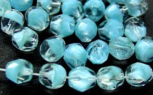 facettierte Glasperlen kristall hellblau,  hergestellt in Gablonz / Tschechien
