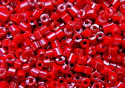 2 cut beads von Ornella Preciosa Tschechien, rot opak mit lüster