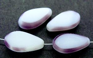 Glasperlen / Table Cut Beads
 violett weiß Rand mattiert (frostet),
 hergestellt in Gablonz Tschechien