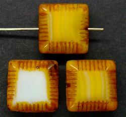 Glasperlen / Table Cut Beads  geschliffen mit Travertin-Veredelung