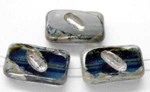 Glasperlen / Table Cut Beads
 blaugrau
 geschliffen mit picasso finish