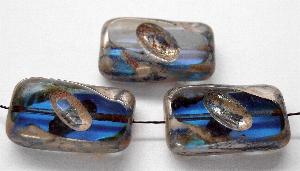 Glasperlen / Table Cut Beads
 blau
 geschliffen mit picasso finish