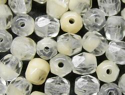 facettierte Glasperlen  Zweifarbenglas kristall crem, hergestellt in Gablonz Tschechien