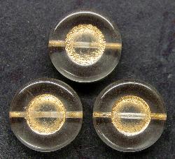 Glasperlen Scheiben  kristall mit Goldauflage, hergestellt in Gablonz / Tschechien