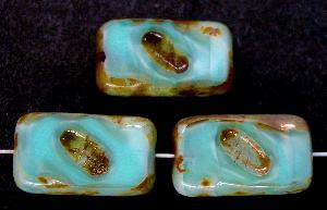 Glasperlen / Table Cut Beads
 Perlettglas türkisblau
 geschliffen mit picasso finish