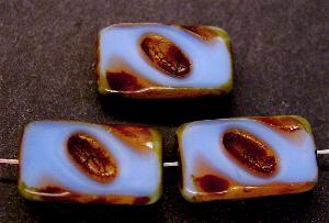 Glasperlen / Table Cut Beads
 mittelblau fuchsia
 geschliffen mit picasso finish