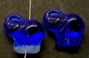 Glasperle Elefant
 blau
 Vorder-und Rückseite geprägt