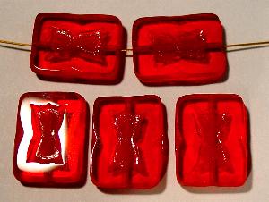 Glasperlen / Table Cut Beads geschliffen, rot transp., hergestellt in Gablonz Tschechien