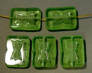 Glasperlen / Table Cut Beads geschliffen, hellgrün transp., hergestellt in Gablonz Tschechien