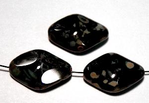 Glasperlen / Table Cut Beads
 geschliffen
 schwarz mit picasso finish,
 hergestellt in Gablonz Tschechien