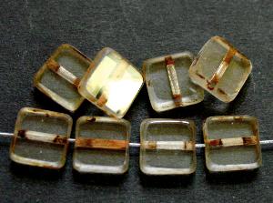Glasperlen / Table Cut Beads
 kristall, 
 geschliffen mit Travertin-Veredelung