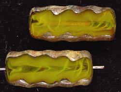 Glasperlen / Table Cut Beads
 geschliffen
 Alabasterglas gelb marmoriert mit picasso finish, hergestellt in Gablonz / Tschechien