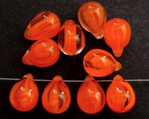 Glasperlen Tropfen 
 orange kristall,
 hergestellt in Gablonz / Tschechien