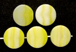 Glasperlen Scheiben 
 gelb weiß opak marmoriert,
 hergestellt in Gablonz / Tschechien