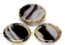 Glasperlen / Table Cut Beads
 geschliffen
 schwarz weiß opak mit picasso finish,
 hergestellt in Gablonz / Tschechien