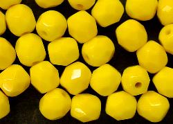 Glasperlen facettiert gelb opak, hergestellt in Gablonz / Tschechien
