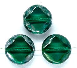 Glasperlen / Table Cut Beads
 geschliffen mit picasso finish
 smaragd