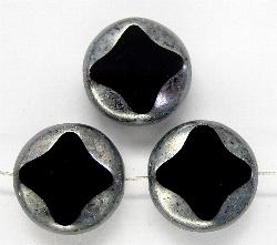 Glasperlen / Table Cut Beads
 geschliffen
 schwarz