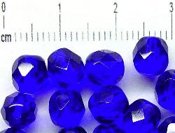 facettierte Glasperlen kobaltblau transp.,  hergestellt in Gablonz / Tschechien