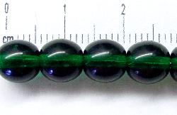 Glasperlen rund dunkelgrün transparent, hergestellt in Gablonz / Tschechien