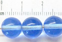 Glasperlen rund aqua transp., hergestellt in Gablonz / Tschechien