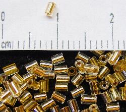 Glasperlen / 2-cut-Beads von Ornella Preciosa Tschechien hergestellt, kristall mit Goldeinzug