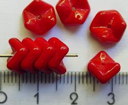 Glasperlen, Snake Beads 
 rot opak, 
 hergestellt in Gablonz / Tschechien