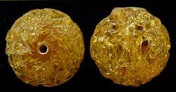 Lampenperle honiggelb
 um 1930 in Gablonz/Böhmen hergestellt
 Glaskern mit wunderschön filigran gearbeiteten Glasfäden umwoben.
 