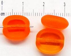 Glasperlen / Table Cut Beads
 Olive geschliffen
 orange transp. Rand mattiert,
 hergestellt in Gablonz / Tschechien