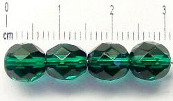 facettierte Glasperlen
 smaragdgrün transp., 
 hergestellt in Gablonz / Tschechien