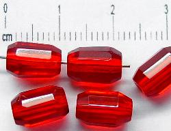 Glasperlen geschliffen      rot transp., hergestellt in Gablonz / Tschechien