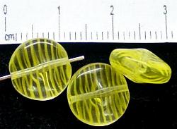 Glasperlen Linsen 
 gelb transp. gestreift,
 hergestellt in Gablonz / Tschechien