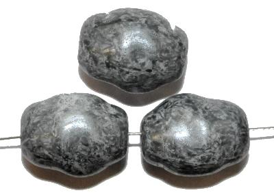 Glasperlen Nuggets, mit stone finish grau