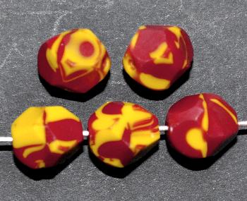 geschliffene Glasperlen
 Multi Cut Beads
 gelb rot