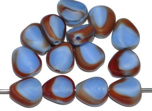 Glasperlen / Table Cut Beads
 geschliffen, mittelblau opak Rand mattiert (frostet), 
 hergestellt in Gablonz Tschechien 